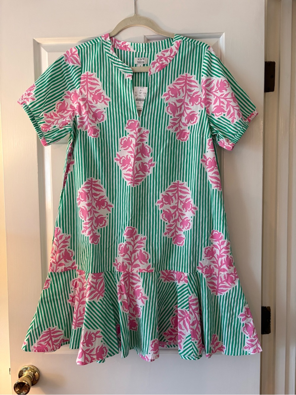 NWT J. Crew Factory Green & Pink Floral Stripe dress - Picture 6 of 6